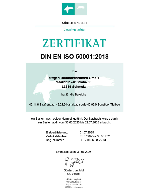 Zertifikat ISO 50001:2018